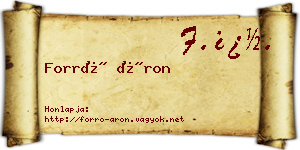 Forró Áron névjegykártya